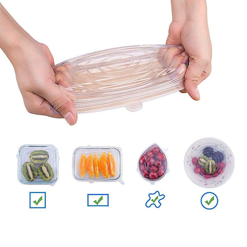 Couvercle en silicone étiré à la main sur un plat