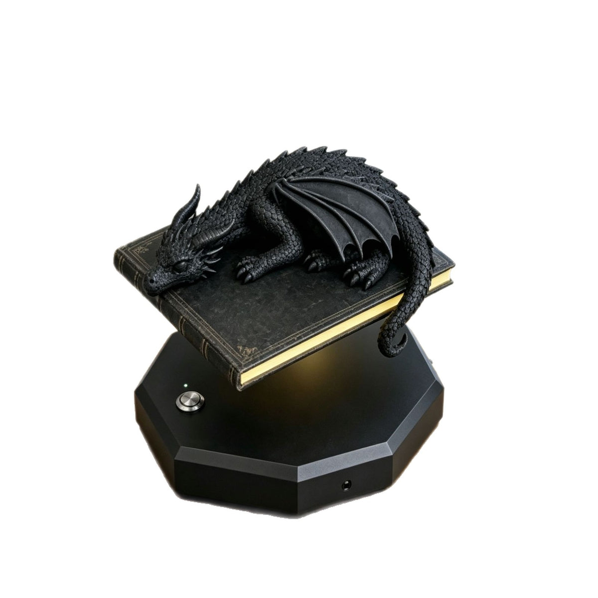 Lampe dragon sur livre en lévitation